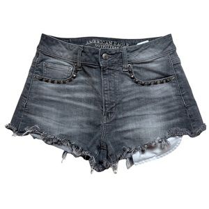 American Eagle Grey Studded Shorts Size 4